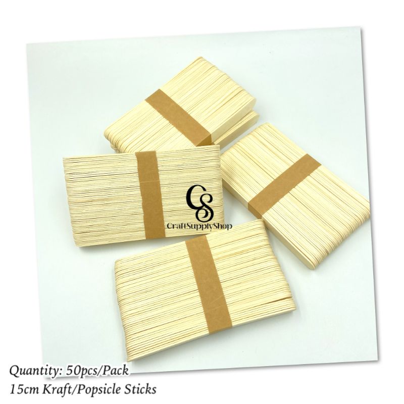 15cm Kraft Popsicle Sticks 50pcs CraftSupplyHQ