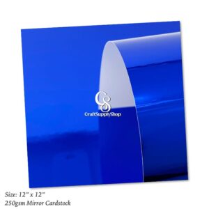 250gsm Mirror blue Carstock 12 x 12 inches