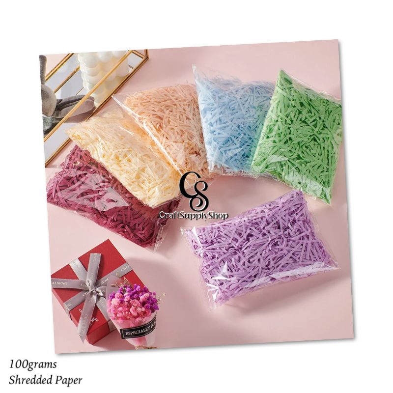 Shredded Paper 100grams (1) 100g Filler Shred Paper Craft Shredded Basket Grass Shred Paper Craft Crinkle Cut Paper Shred Filler Raffia Paper Shreds Strands Shredded Crinkle Confetti for Gift Wrapping
