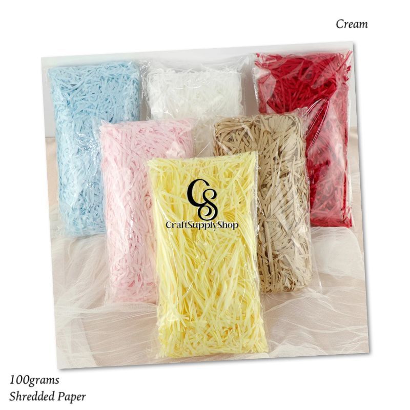 Shredded Paper 100grams (6) Cream Shredded Paper 100grams