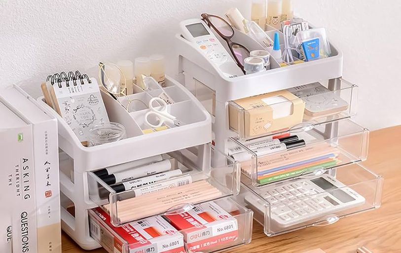 Makeup Organizer，Makeup Organizer For Vanity，Skincare Organizers，Cosmetics Display Case With Drawers,Skin Care Storage Box,Brush,Lipstick,Large Capacity,Perfect For Bathroom Counters/Vanities