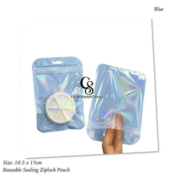 LASER CANDY Mylar Bags Resealable Odor Proof Bags Holographic Packaging Pouch Bag with Clear Window for Food Storage Eyelash Jewelry Candy Electronics Storage