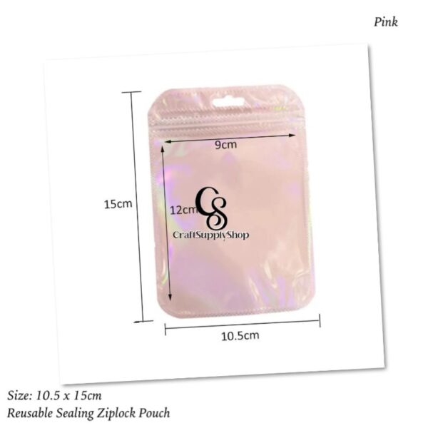 LASER CANDY Mylar Bags Resealable Odor Proof Bags Holographic Packaging Pouch Bag with Clear Window for Food Storage Eyelash Jewelry Candy Electronics Storage