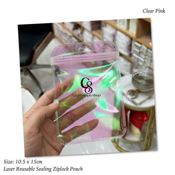 Jewelry Bags, Resealable Zip Bags, Clear Laser Pink Plastic Bags with Clear Window, Cute Small Bags for Jewelry Package, Small Business, Candy, Data Cable, makeup kit