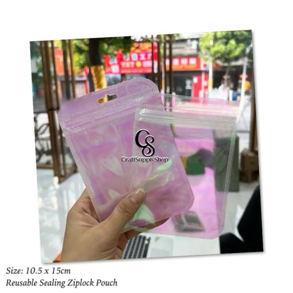 Jewelry Bags, Resealable Zip Bags, Clear Laser Pink Plastic Bags with Clear Window, Cute Small Bags for Jewelry Package, Small Business, Candy, Data Cable, makeup kit