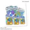 Holographic Mylar Bags Resealable Odor Proof Bags Holographic Packaging Pouch Bag with Clear Window for Food Storage Eyelash Jewelry Candy Electronics Storage, cables