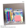 Smell Proof Silver Holographic Mylar Bags Resealable Odor Proof Bags Holographic Packaging Pouch Bag with Clear Window for Food Storage Eyelash Jewelry Candy Electronics Storage