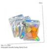 Smell Proof Silver Holographic Mylar Bags Resealable Odor Proof Bags Holographic Packaging Pouch Bag with Clear Window for Food Storage Eyelash Jewelry Candy Electronics Storage