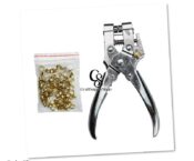 Eyelet Hole Punch Pliers Kit with 100 Eyelets - Hollow Grommet Portable Handheld Grommet Eyelet Setting Tools for Card Paper Canvas