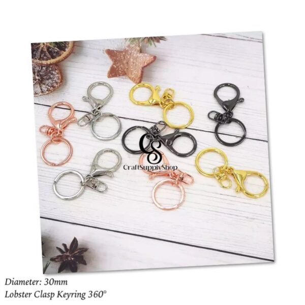 360 Lobster Claw Clasp Keychain, CraftSupplyshop Swivel Clasps Hook Metal Key Ring Loop Key with Flat Split Ring Swivel Clasps for Jewelry Keychain DIY Crafts Making