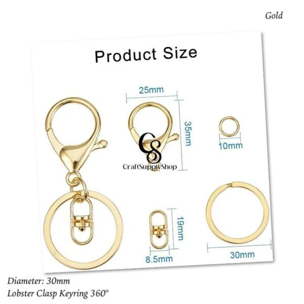 360 Lobster Claw Clasp Keychain, CraftSupplyshop Swivel Clasps Hook Metal Key Ring Loop Key with Flat Split Ring Swivel Clasps for Jewelry Keychain DIY Crafts Making