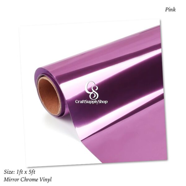 Metallic Mirror Chrome Pink Permanent Adhesive Vinyl