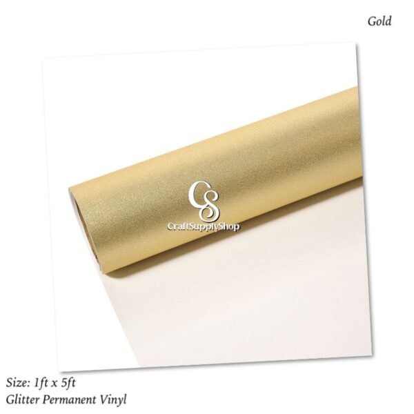 Gold Shimmer Permanent Vinyl for Cricut, Gold Glitter Vinyl Permanent Rolls - 12" x 8 FT Adhesive Vinyl Roll for Cricut, Silhouette, Cameo, Signs, Scrapbooking, Craft, Die Cutters (Gold)