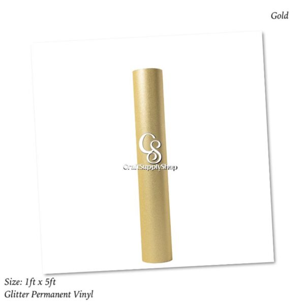 Gold Shimmer Permanent Vinyl for Cricut, Gold Glitter Vinyl Permanent Rolls - 12" x 8 FT Adhesive Vinyl Roll for Cricut, Silhouette, Cameo, Signs, Scrapbooking, Craft, Die Cutters (Gold)