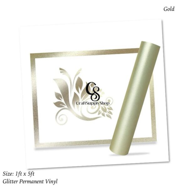 Gold Shimmer Permanent Vinyl for Cricut, Gold Glitter Vinyl Permanent Rolls - 12" x 8 FT Adhesive Vinyl Roll for Cricut, Silhouette, Cameo, Signs, Scrapbooking, Craft, Die Cutters (Gold)