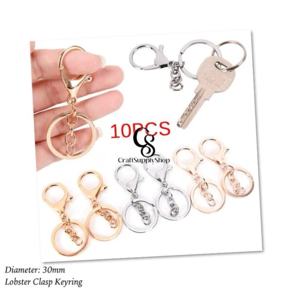 Metal Lobster Clasp Swivel Clasps Hook with Flat Split Ring Key Ring with Chain Ring Waist Buckle for DIY Key Chain