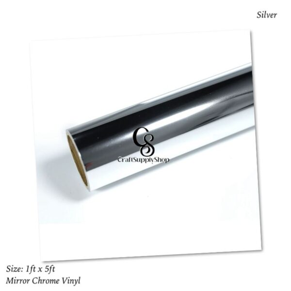 Chrome Mirror Metallic Vinyl Bubble Free 12"x5ft, Permanent Adhesive Vinyl Roll for Signs Lettering