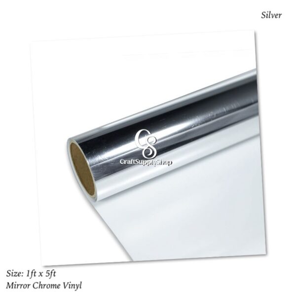 Chrome Mirror Metallic Vinyl Bubble Free 12"x5ft, Permanent Adhesive Vinyl Roll for Signs Lettering