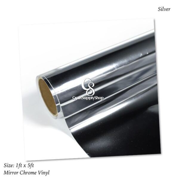 Chrome Mirror Metallic Vinyl Bubble Free 12"x5ft, Permanent Adhesive Vinyl Roll for Signs Lettering