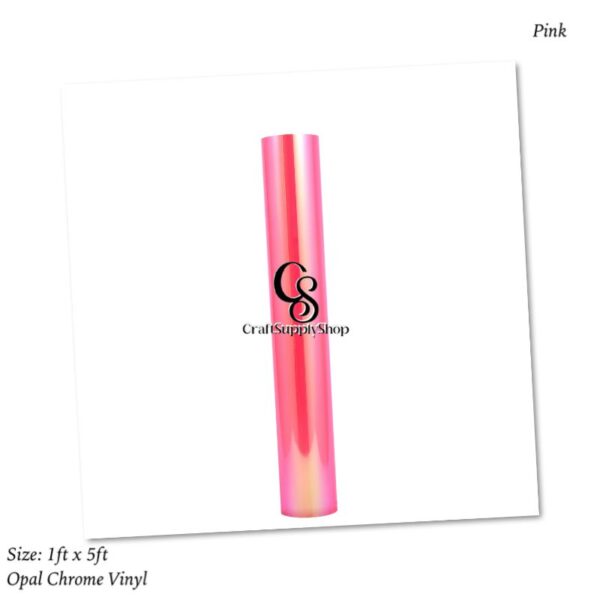 Holographic Vinyl Permanent Opal Hot Pink Vinyl for Cricut - 12" x 5 Ft Pink Adhesive Vinyl Roll for All Vinyl Cutters