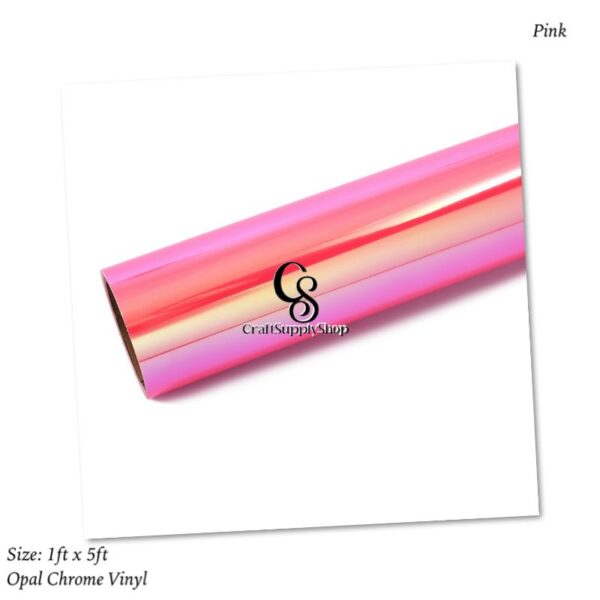 Holographic Vinyl Permanent Opal Hot Pink Vinyl for Cricut - 12" x 5 Ft Pink Adhesive Vinyl Roll for All Vinyl Cutters