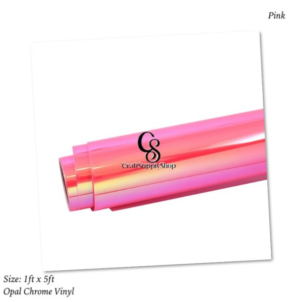 Holographic Vinyl Permanent Opal Hot Pink Vinyl for Cricut - 12" x 5 Ft Pink Adhesive Vinyl Roll for All Vinyl Cutters