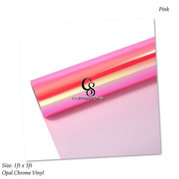 Holographic Vinyl Permanent Opal Hot Pink Vinyl for Cricut - 12" x 5 Ft Pink Adhesive Vinyl Roll for All Vinyl Cutters