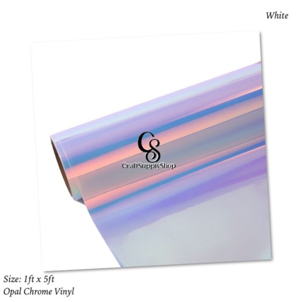 Holographic Vinyl Permanent Opal White Vinyl for Cricut - 12" x 5 Ft White Adhesive Vinyl Roll for All Vinyl Cutters