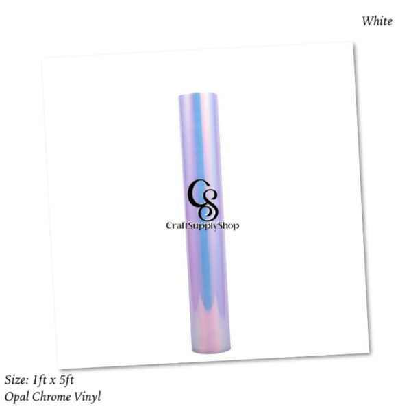 Holographic Vinyl Permanent Opal White Vinyl for Cricut - 12" x 5 Ft White Adhesive Vinyl Roll for All Vinyl Cutters