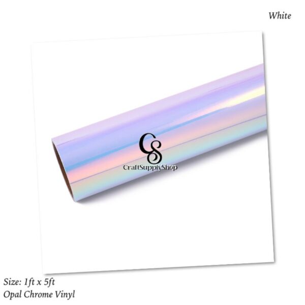 Holographic Vinyl Permanent Opal White Vinyl for Cricut - 12" x 5 Ft White Adhesive Vinyl Roll for All Vinyl Cutters