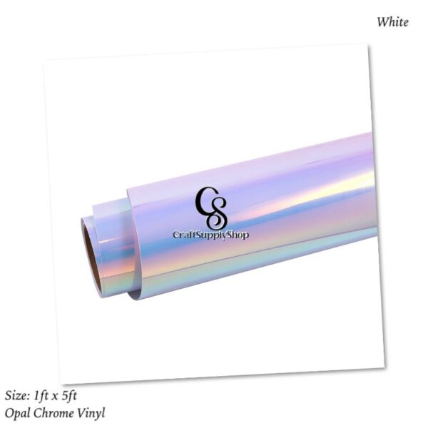 Holographic Vinyl Permanent Opal White Vinyl for Cricut - 12" x 5 Ft White Adhesive Vinyl Roll for All Vinyl Cutters