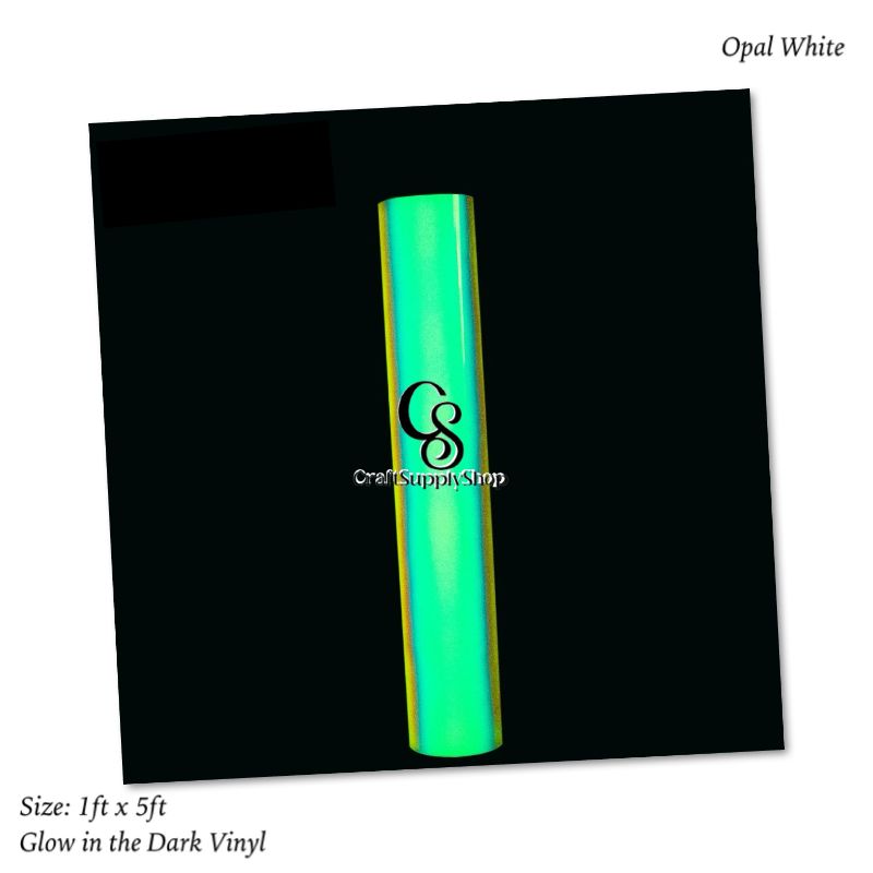 Opal White Glow in the Dark Permanent Adhesive Vinyl (1) Glow in The Dark Permanent Adhesive Vinyl Holographic Iridescent Vinyl Opal White Glow Green for Wrap,Stickers,Decal,Lettering,12"x5ft