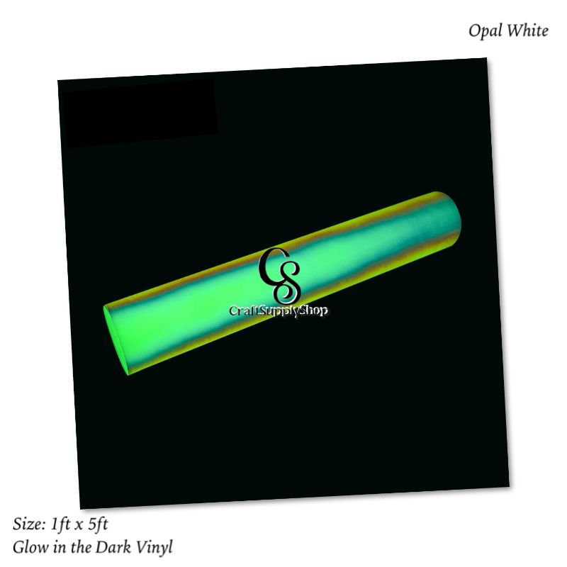 Opal White Glow in the Dark Permanent Adhesive Vinyl (4) Glow in The Dark Permanent Adhesive Vinyl Holographic Iridescent Vinyl Opal White Glow Green for Wrap,Stickers,Decal,Lettering,12"x5ft