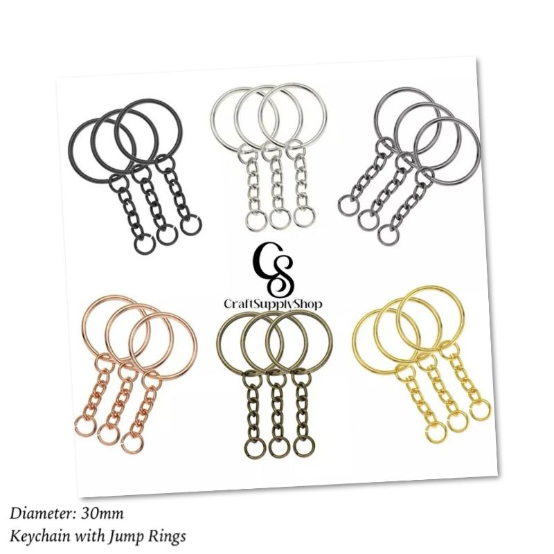 Round flat 30mm Key Ring with Jump Rings, Split Key Ring with Chain, Split Key Chain Ring Parts with Open Jump Ring Connector (4) Round flat 30mm Key Ring with Jump Rings, Split Key Ring with Chain, Split Key Chain Ring Parts with Open Jump Ring Connector (4)