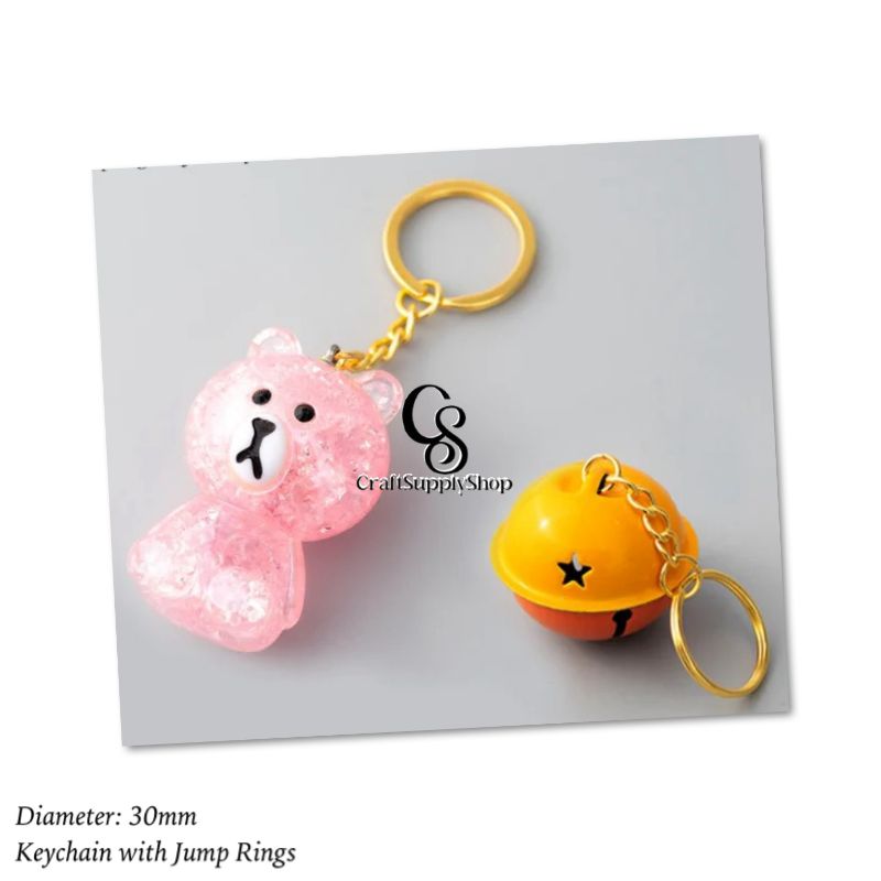 Round flat 30mm Key Ring with Jump Rings, Split Key Ring with Chain, Split Key Chain Ring Parts with Open Jump Ring Connector (5) Split Key Ring with Jump Rings and Screw Eye Pins, Key Ring with Chain Parts with Open Jump Ring and Eye screw Connector