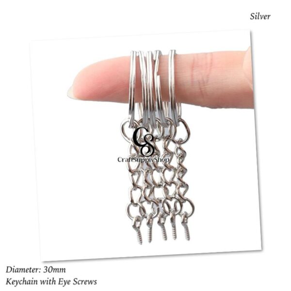 Split Key Ring with Jump Rings and Screw Eye Pins, Key Ring with Chain Parts with Open Jump Ring and Eye screw Connector