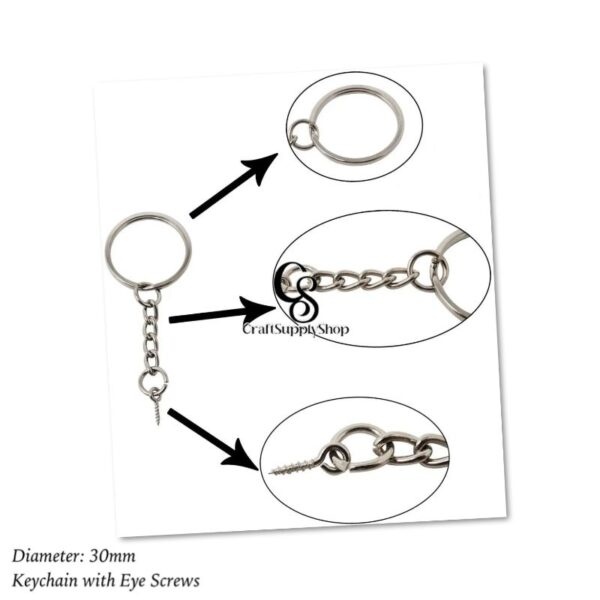 Split Key Ring with Jump Rings and Screw Eye Pins, Key Ring with Chain Parts with Open Jump Ring and Eye screw Connector