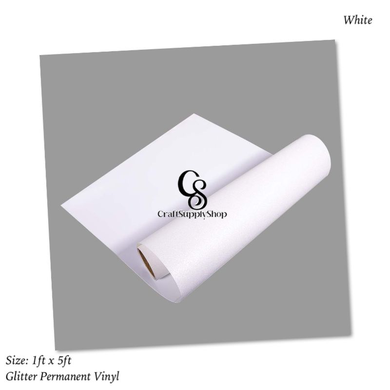 White Glitter Permanent Adhesive Vinyl (2) White Shimmer Permanent Vinyl for Cricut, Gold Glitter Vinyl Permanent Rolls - 12" x 8 FT Adhesive Vinyl Roll for Cricut, Silhouette, Cameo, Signs, Scrapbooking, Craft, Die Cutters