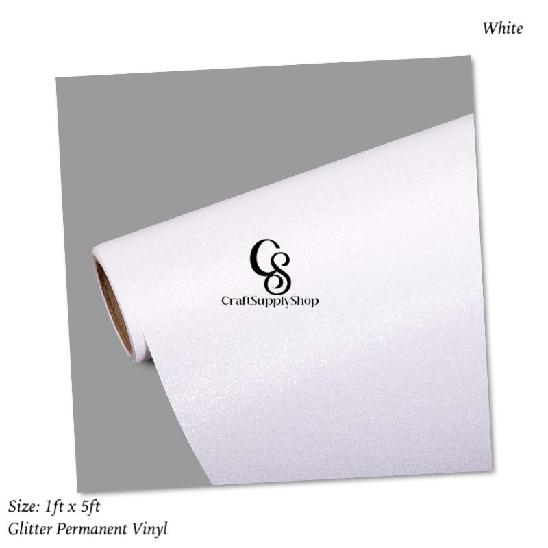 White Glitter Permanent Adhesive Vinyl (3) White Shimmer Permanent Vinyl for Cricut, Gold Glitter Vinyl Permanent Rolls - 12" x 8 FT Adhesive Vinyl Roll for Cricut, Silhouette, Cameo, Signs, Scrapbooking, Craft, Die Cutters