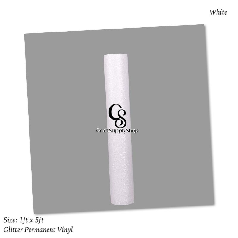 White Glitter Permanent Adhesive Vinyl (4) White Shimmer Permanent Vinyl for Cricut, Gold Glitter Vinyl Permanent Rolls - 12" x 8 FT Adhesive Vinyl Roll for Cricut, Silhouette, Cameo, Signs, Scrapbooking, Craft, Die Cutters