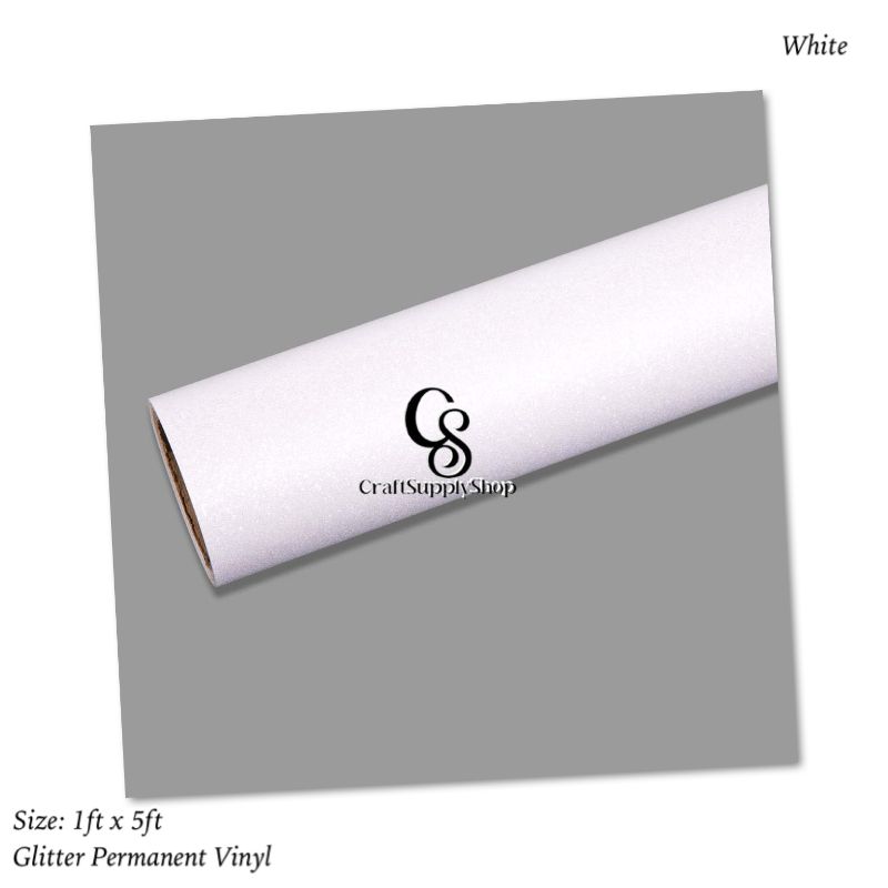 White Glitter Permanent Adhesive Vinyl (6) White Shimmer Permanent Vinyl for Cricut, Gold Glitter Vinyl Permanent Rolls - 12" x 8 FT Adhesive Vinyl Roll for Cricut, Silhouette, Cameo, Signs, Scrapbooking, Craft, Die Cutters