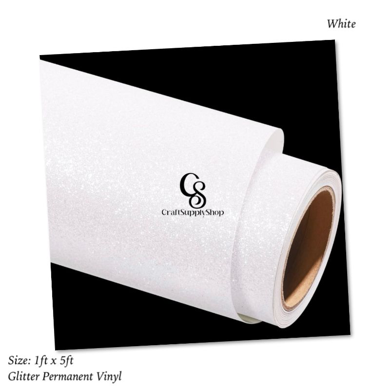 White Shimmer Permanent Vinyl for Cricut, White Glitter Vinyl Permanent Rolls (1) White Shimmer Permanent Vinyl for Cricut, White Glitter Vinyl Permanent Rolls - 12" x 8 FT Adhesive Vinyl Roll for Cricut, Silhouette, Cameo, Signs, Scrapbooking, Craft, Die Cutters