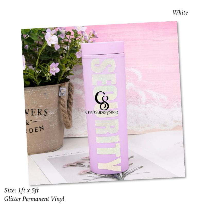 White Shimmer Permanent Vinyl for Cricut, White Glitter Vinyl Permanent Rolls (2) White Shimmer Permanent Vinyl for Cricut, White Glitter Vinyl Permanent Rolls - 12" x 8 FT Adhesive Vinyl Roll for Cricut, Silhouette, Cameo, Signs, Scrapbooking, Craft, Die Cutters