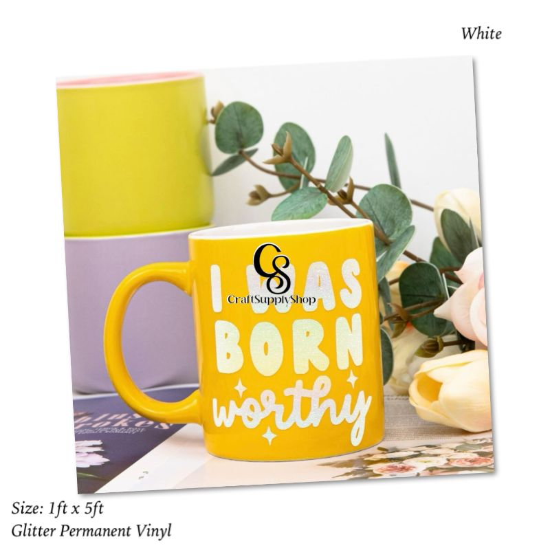 White Shimmer Permanent Vinyl for Cricut, White Glitter Vinyl Permanent Rolls (4) White Shimmer Permanent Vinyl for Cricut, White Glitter Vinyl Permanent Rolls - 12" x 8 FT Adhesive Vinyl Roll for Cricut, Silhouette, Cameo, Signs, Scrapbooking, Craft, Die Cutters