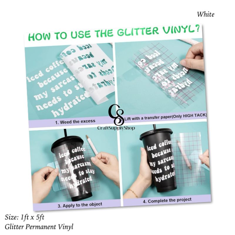 White Shimmer Permanent Vinyl for Cricut, White Glitter Vinyl Permanent Rolls (9) White Shimmer Permanent Vinyl for Cricut, White Glitter Vinyl Permanent Rolls - 12" x 8 FT Adhesive Vinyl Roll for Cricut, Silhouette, Cameo, Signs, Scrapbooking, Craft, Die Cutters