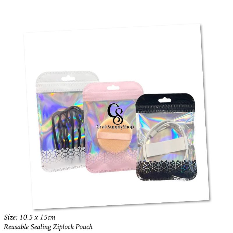 10.5cm x 15cm Patterned Reusable Ziplock Pouch 10.5cm x 15cm Patterned Reusable Ziplock Pouch Resealable Odor Proof Bags Holographic Packaging Pouch Bag with Clear Window for Food Storage Eyelash Jewelry Candy Electronics Storage