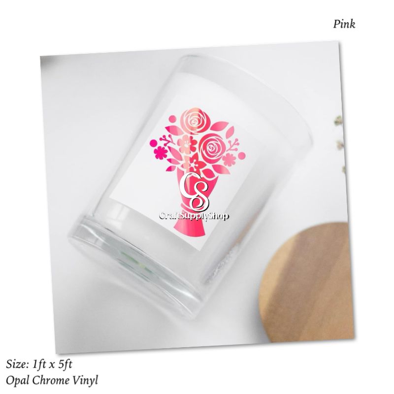 Holographic Vinyl Permanent Opal Hot Pink Vinyl for Cricut - 12" x 5 Ft Pink Adhesive Vinyl Roll for All Vinyl Cutters