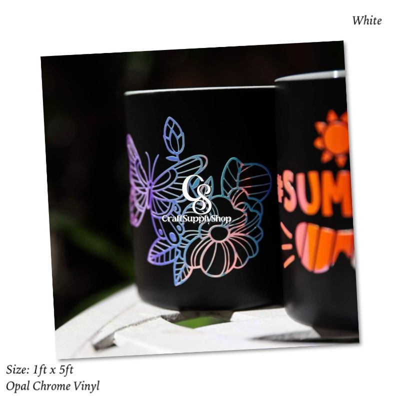 Holographic Vinyl Permanent Opal White Vinyl for Cricut - 12" x 5 Ft White Adhesive Vinyl Roll for All Vinyl Cutters