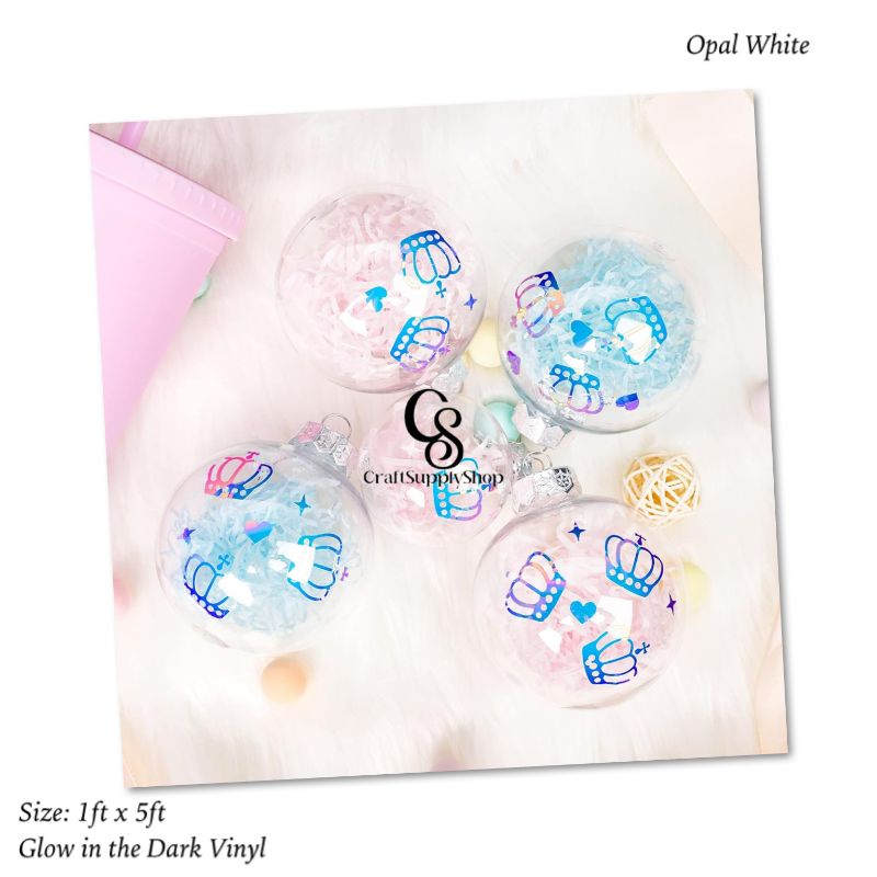 Opal White Glow in the Dark Permanent Adhesive Vinyl (1) Glow in The Dark Permanent Adhesive Vinyl Holographic Iridescent Vinyl Opal White Glow Green for Wrap,Stickers,Decal,Lettering,12"x5ft