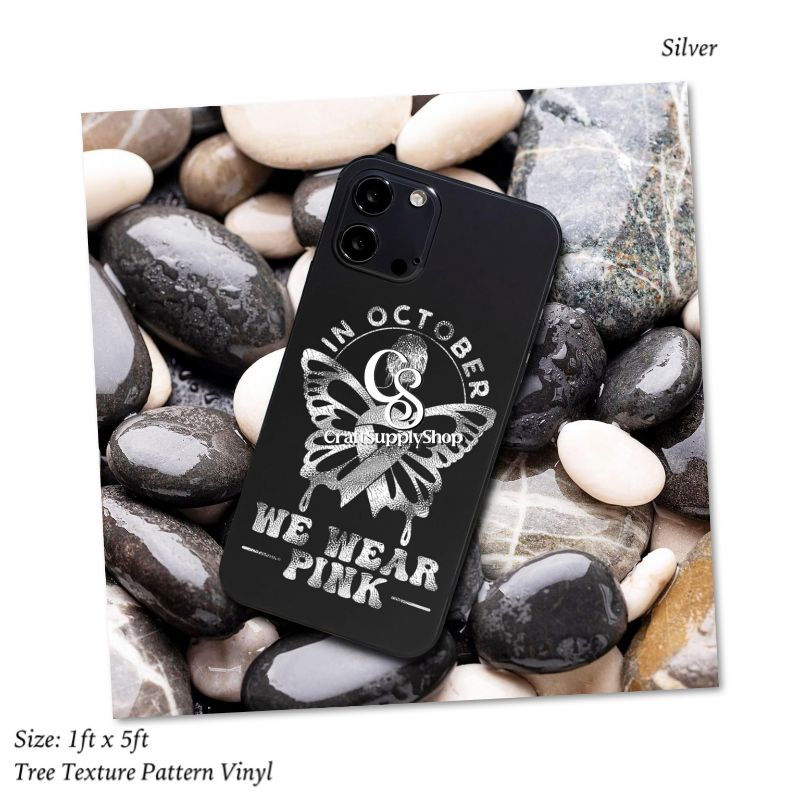 Texture Vinyl - Tree pattern SILVER (6) Silver Tree Texture Adhesive Vinyl Roll 12" x5ft Permanent Craft Vinyl for cricut, Metallic foil Vinyl Sticker for Crafts Vinyl Cutter, for Cup Decor, Home Decor